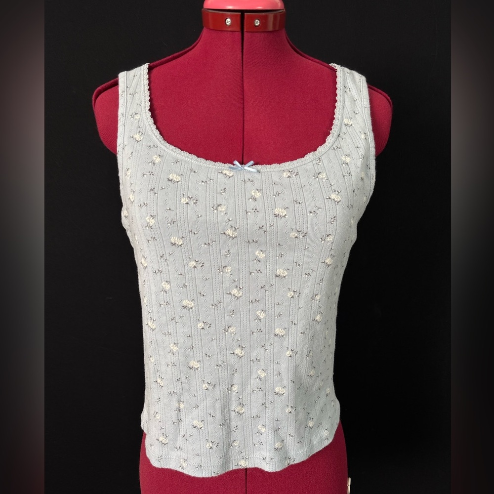 Levi's Blue Floral Tank Top with Lace Deatil